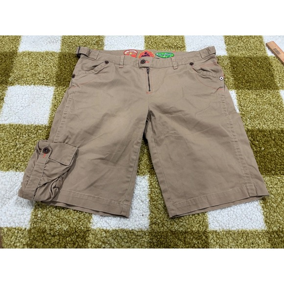 Apple Bottoms Pants - Apple Bottoms Khaki Cargo Shorts Size 13/14 Y2K‎ Tan Red Contrast Stitching 11in